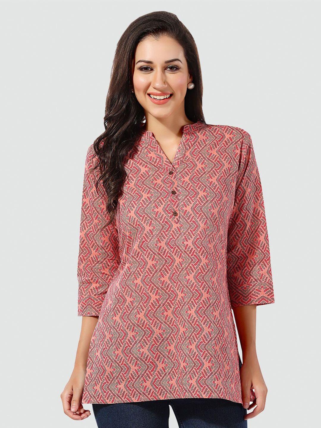 saree swarg geometric printed pure cotton kurti