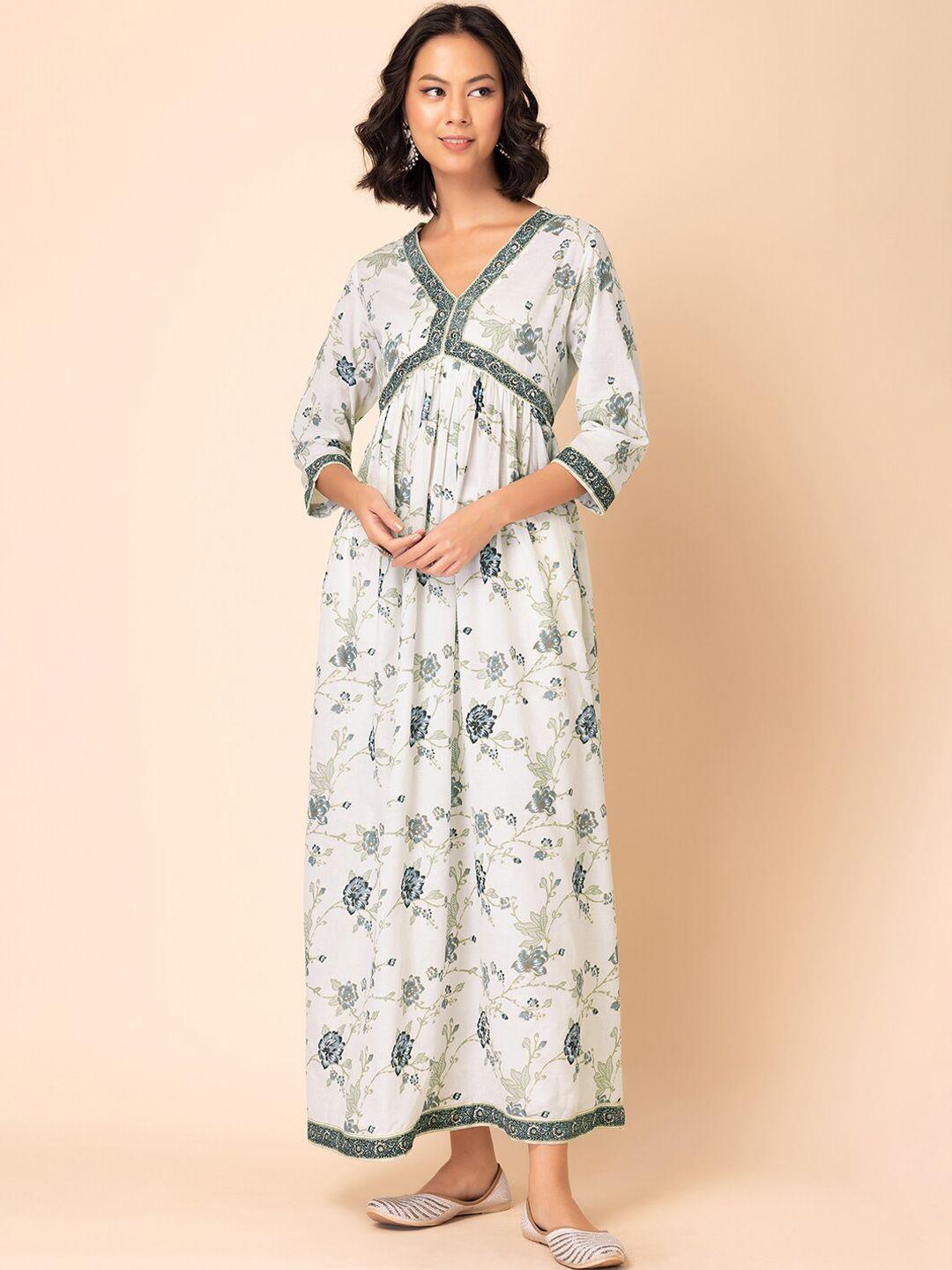 rang by indya floral printed embellished ethnic dress