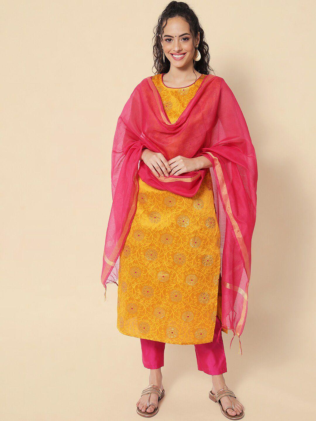 kalini woven design kurta with trousers & with dupatta