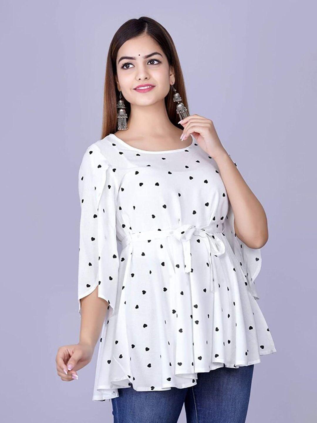 kalini polka dot printed flared sleeves top