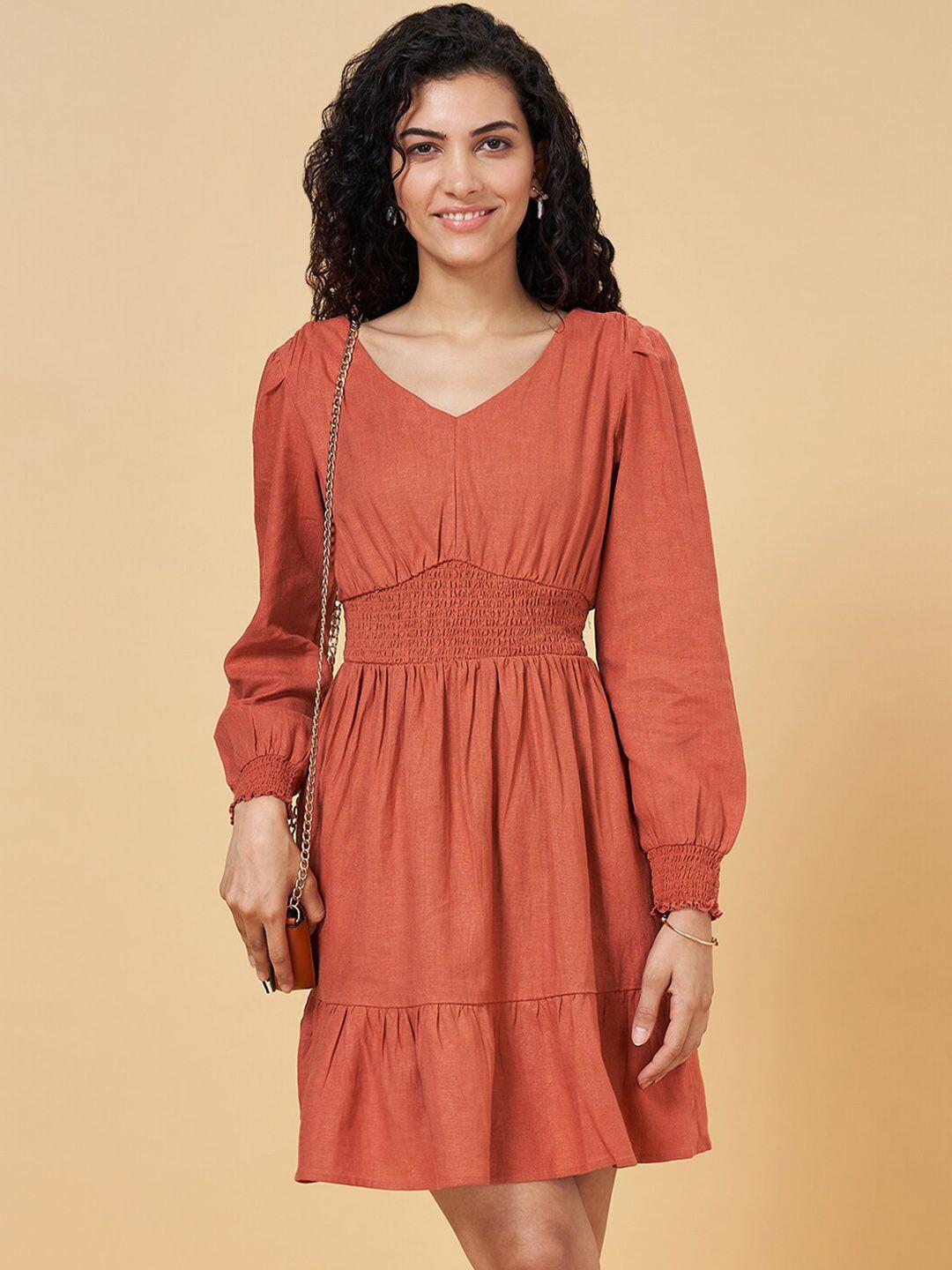 honey by pantaloons v-neck puff sleeve fit & flare dress