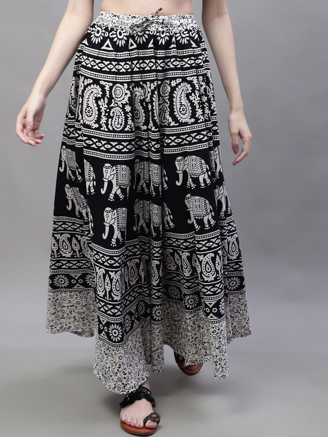 soundarya ethnic motifs printed a-line pure cotton maxi skirt