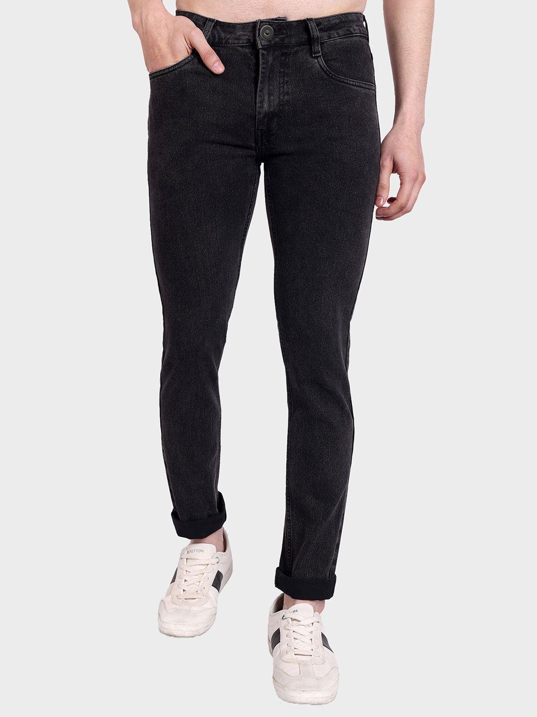 mast & harbour men black micheal slim fit mid-rise stretchable jeans