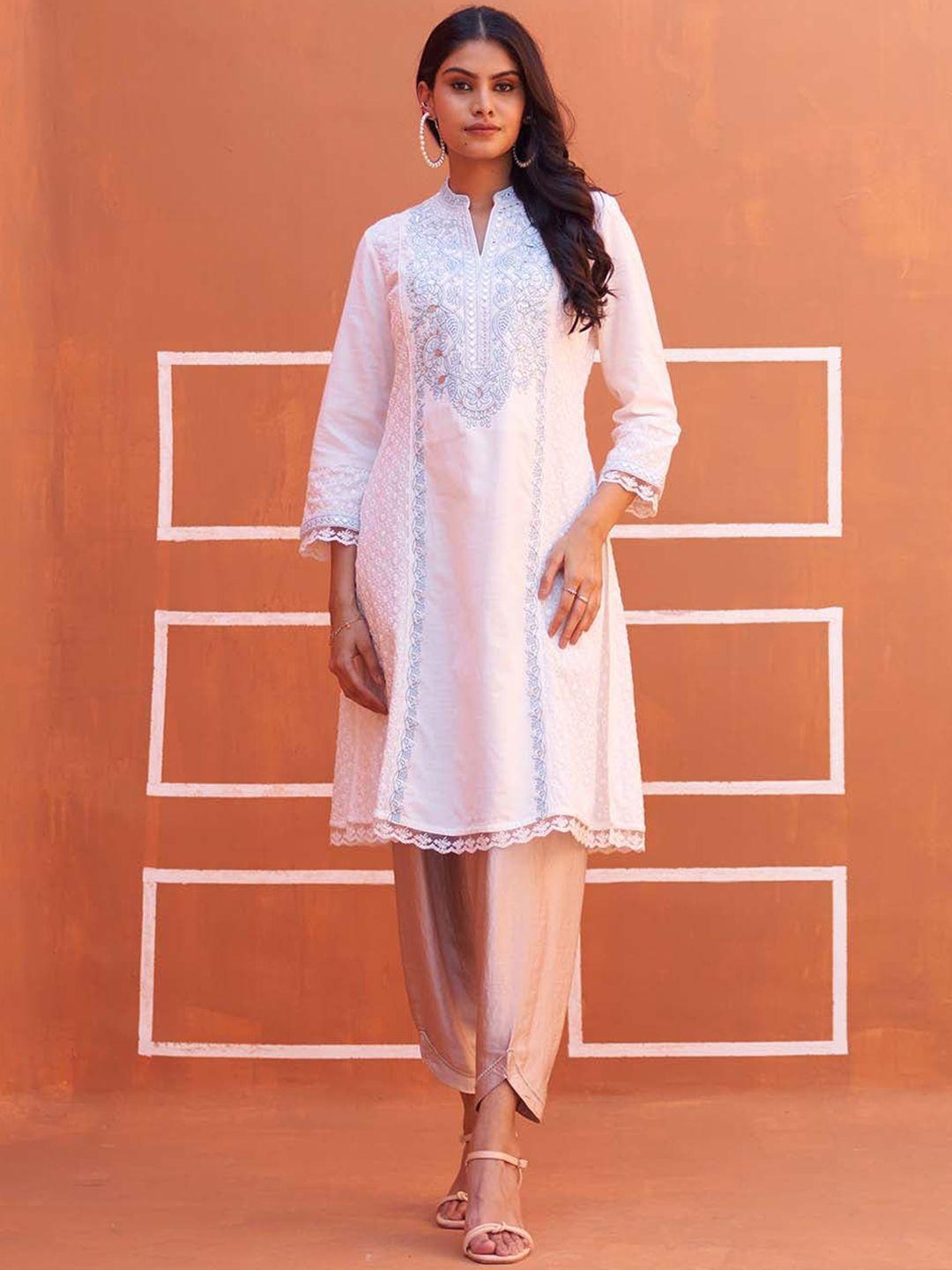 lakshita floral embroidered panelled a-line kurta