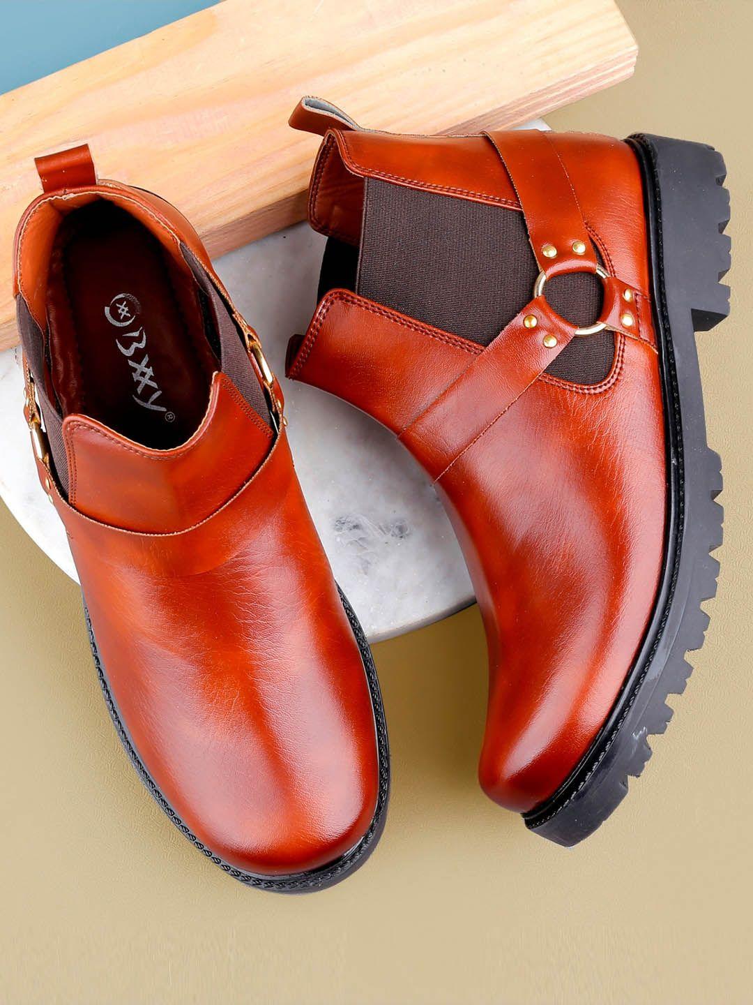 bxxy men mid top platform heels chelsea boots ring detail