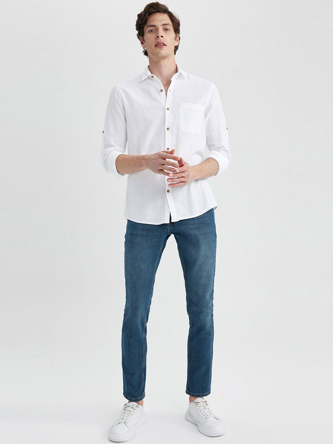 defacto men mid-rise light fade clean look jeans