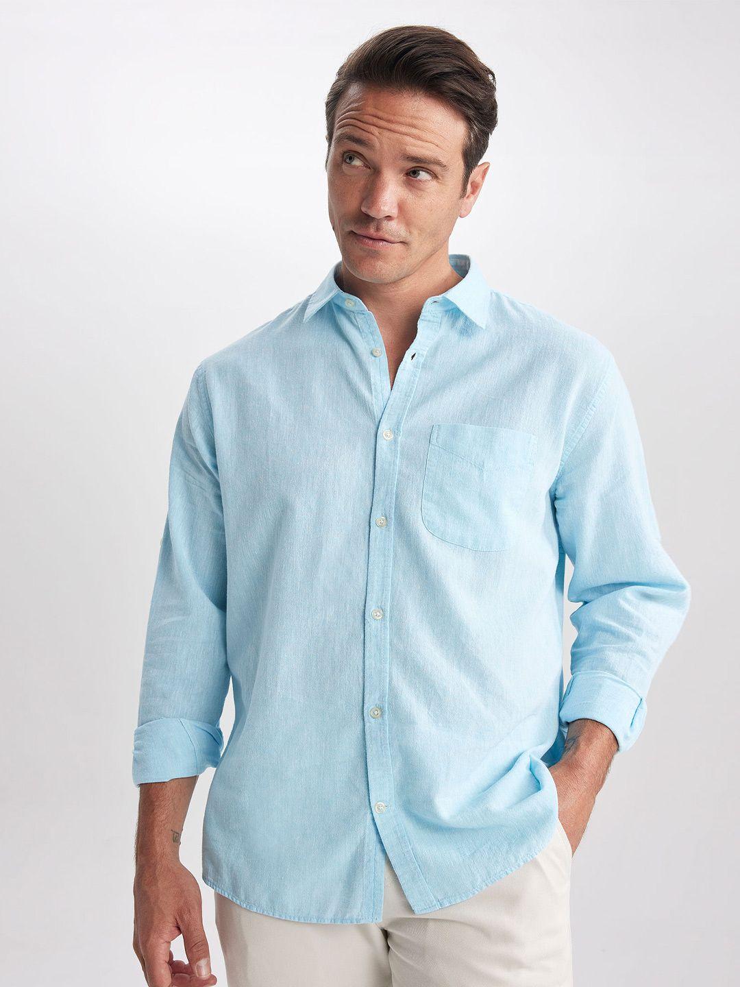 defacto spread collar cotton linen casual shirt