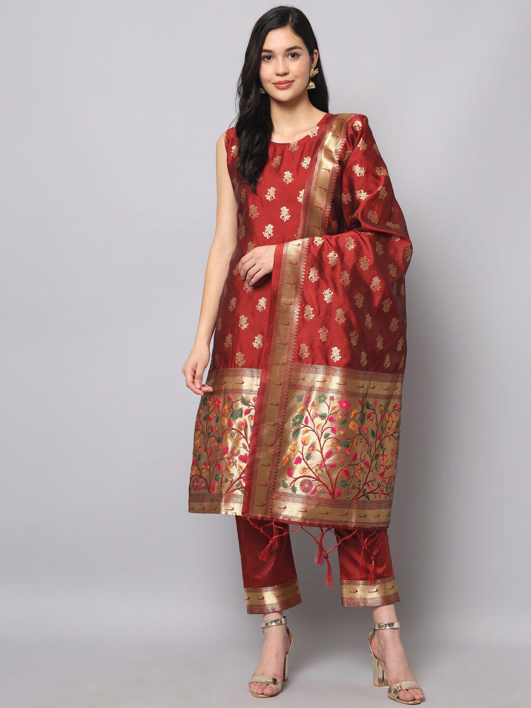 kalini floral woven design kurta with trousers & dupatta