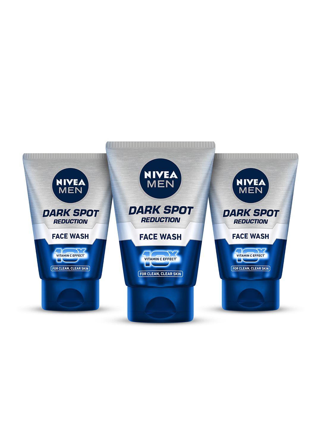 nivea men set of 3 dark spot reduction face wash with 10x vitamin c effect - 100ml each