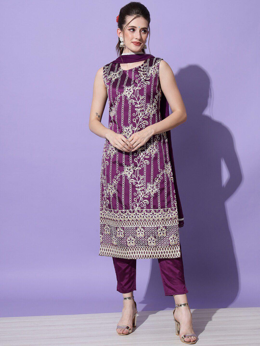 kalini ethnic motifs embroidered kurta with trousers & dupatta