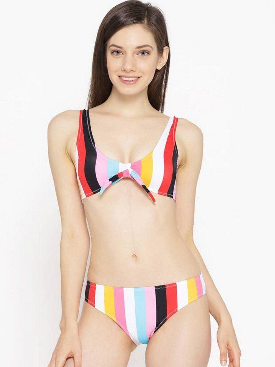 voxati striped sleeveless swim bikini set