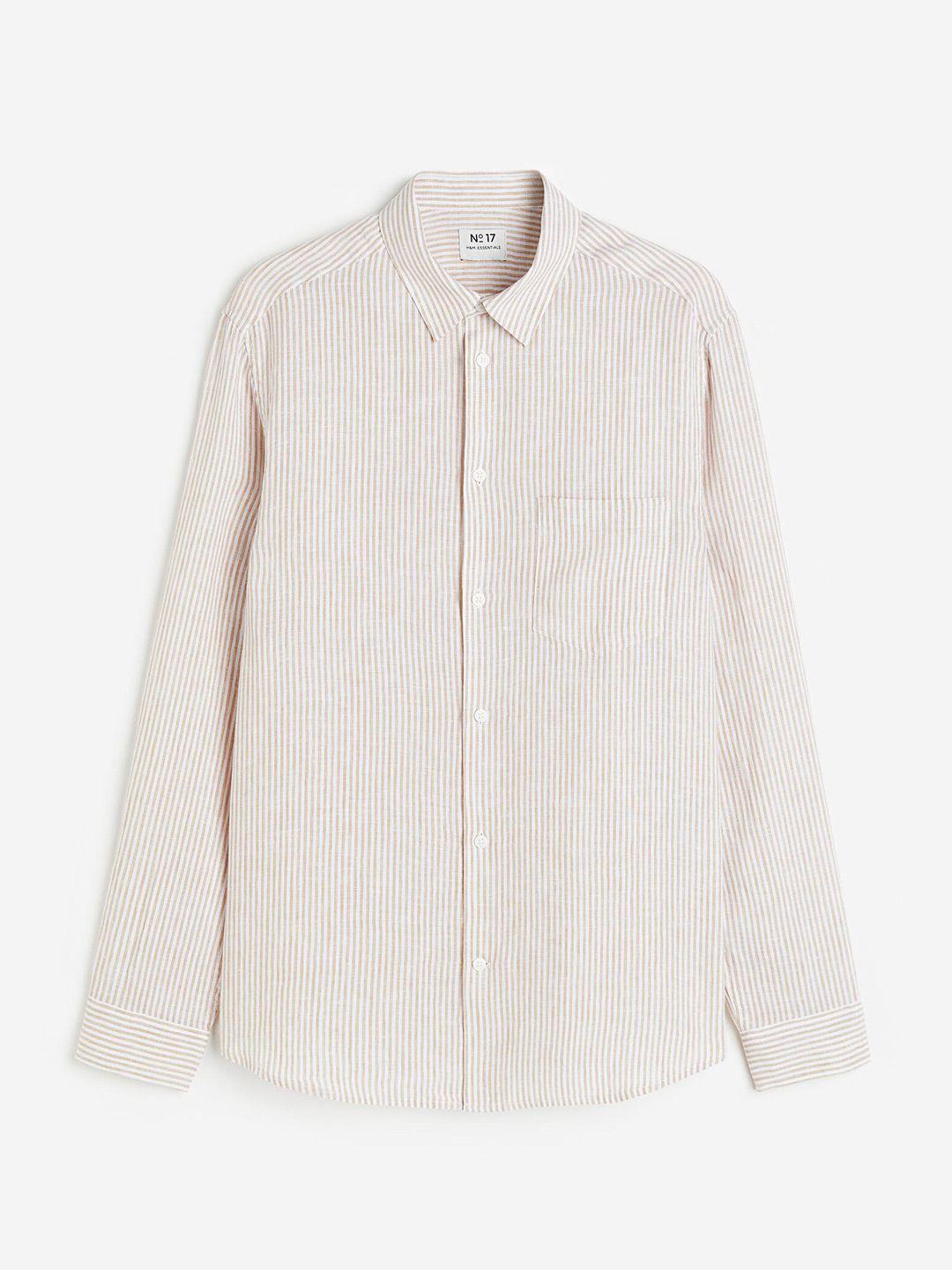 h&m striped relaxed fit essentials no. 17 linen shirt