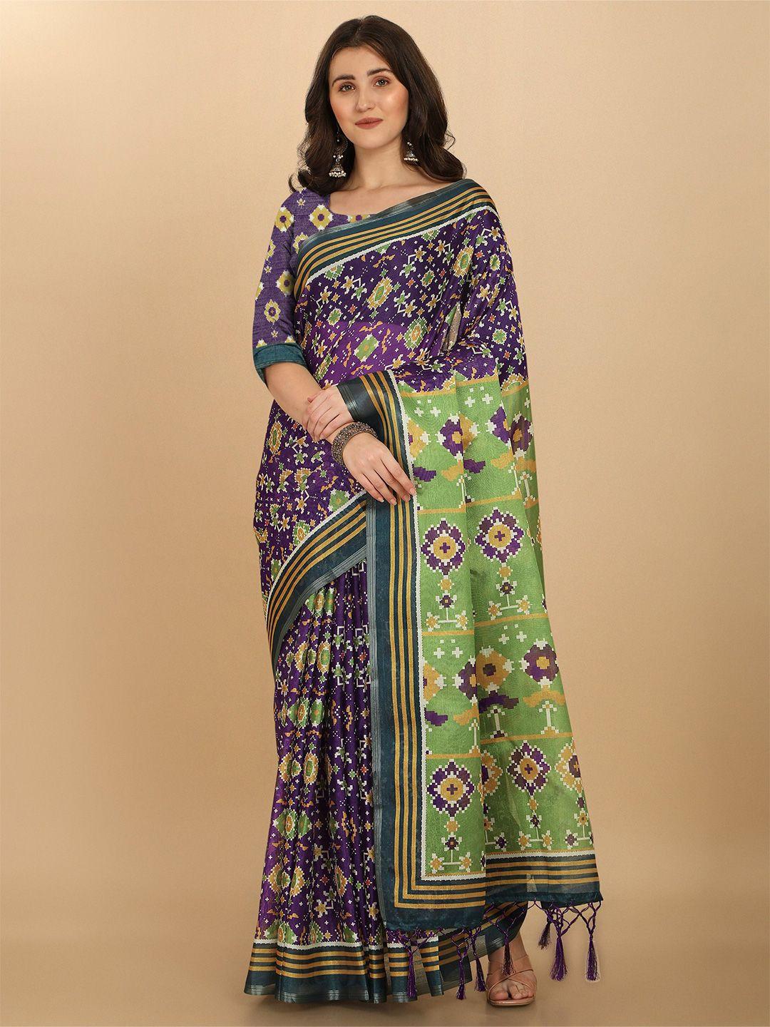 vishnu weaves ethnic printed zari silk cotton patola saree