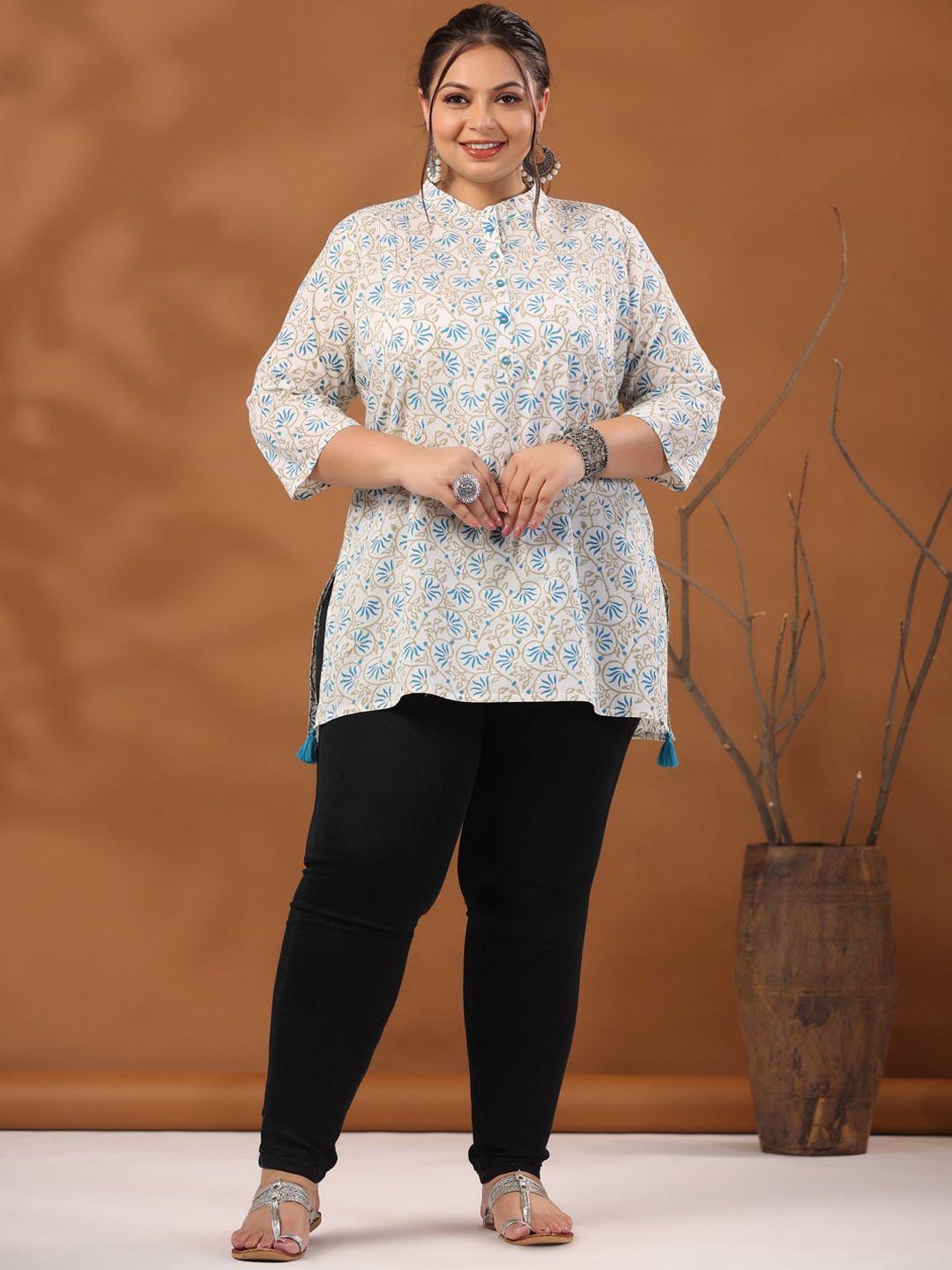 jaipur kurti plus size ethnic motifs printed pure cotton kurti