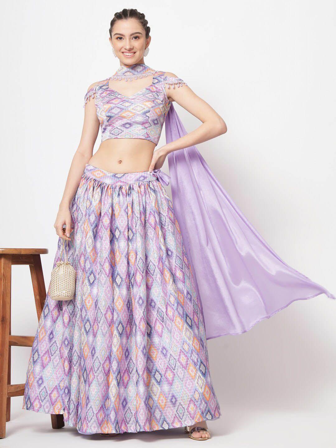 shubhkala printed semi-stitched lehenga choli with dupatta