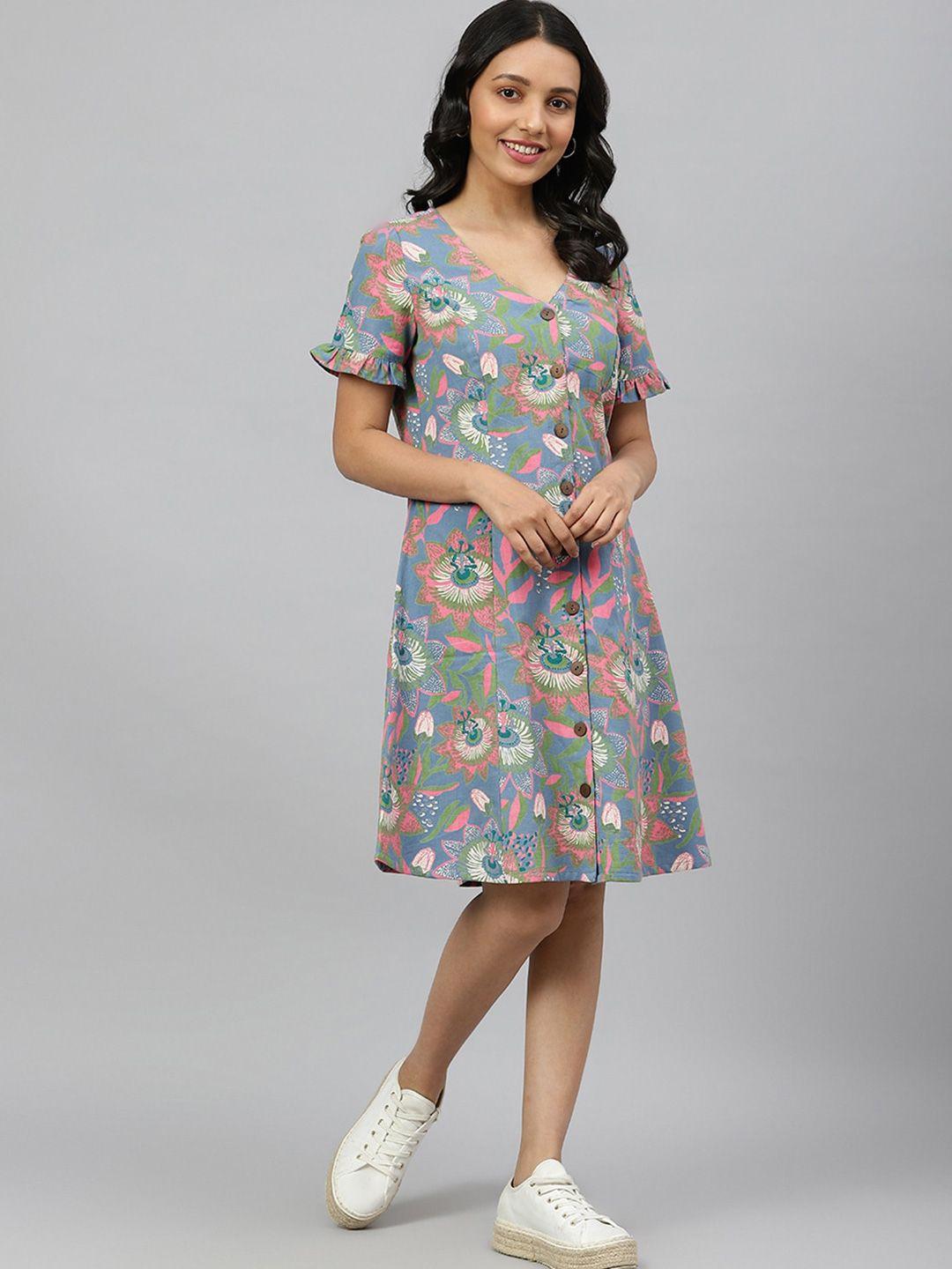 fabindia floral print a-line dress