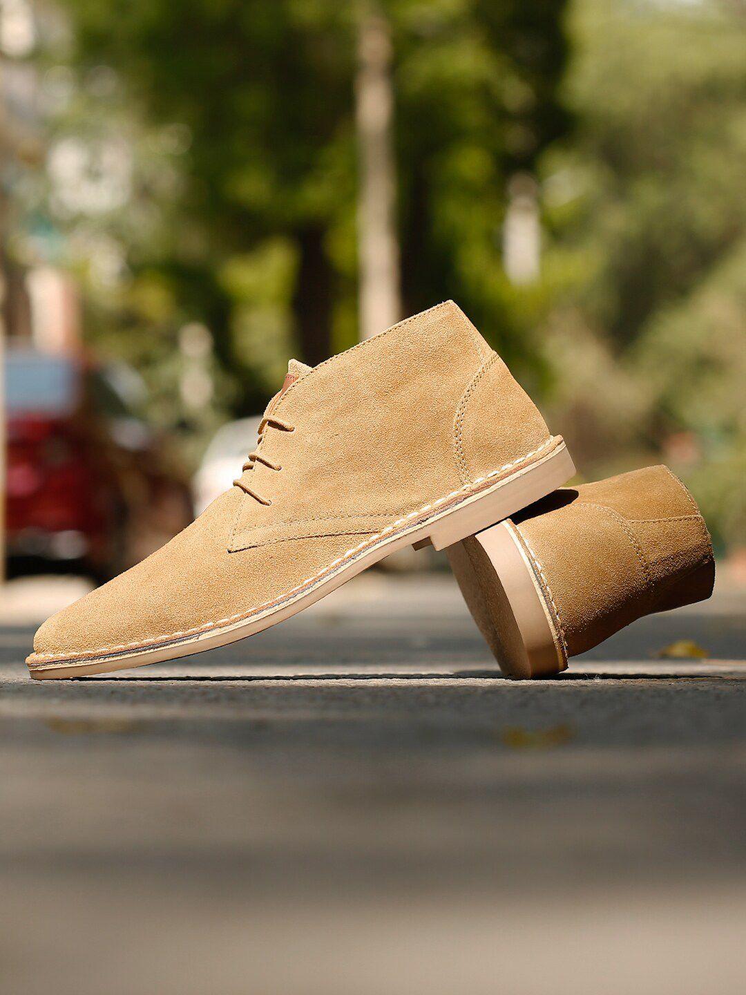 louis stitch men suede leather mid-top desert boots