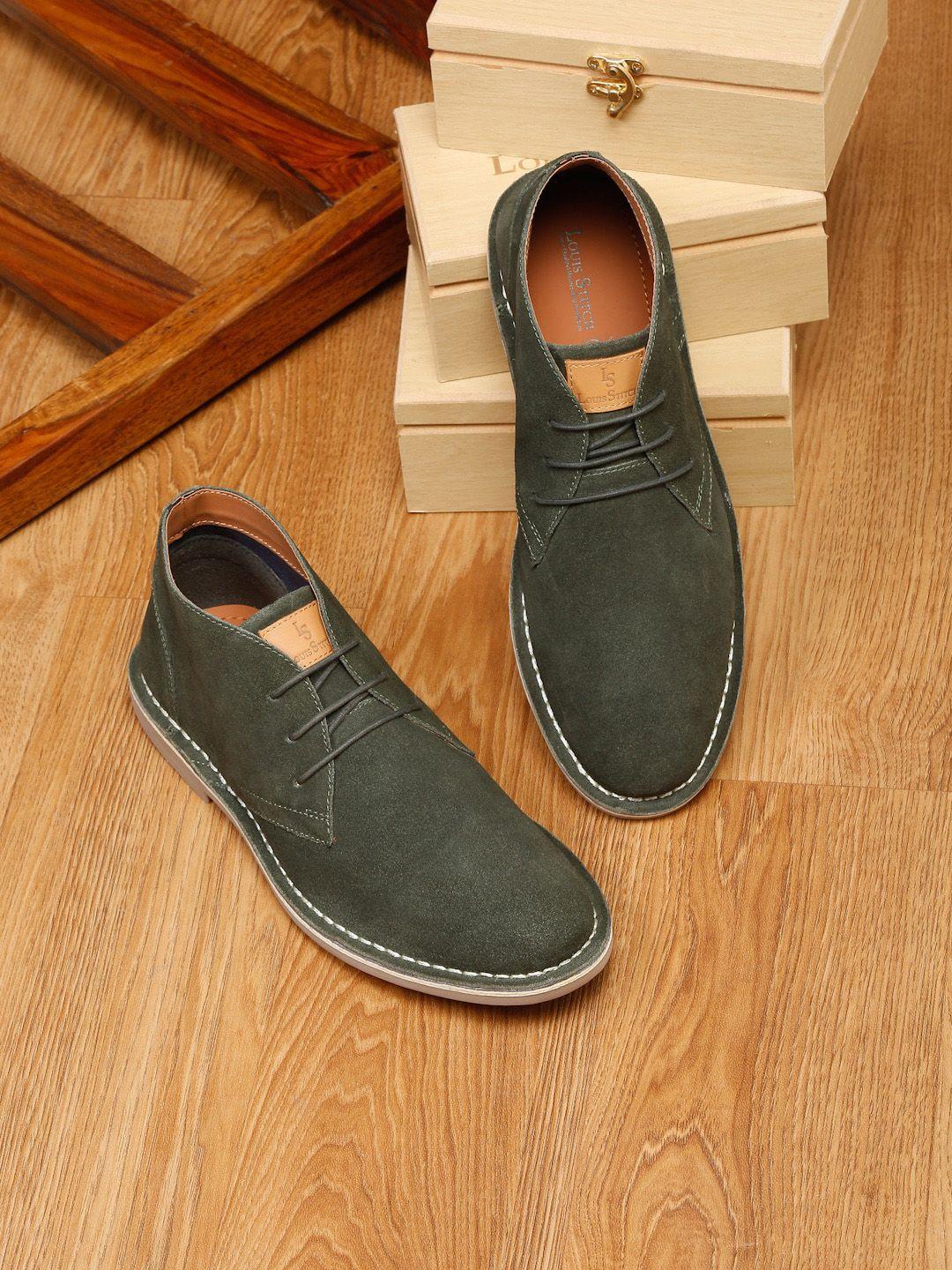 louis stitch men suede leather mid-top desert boots