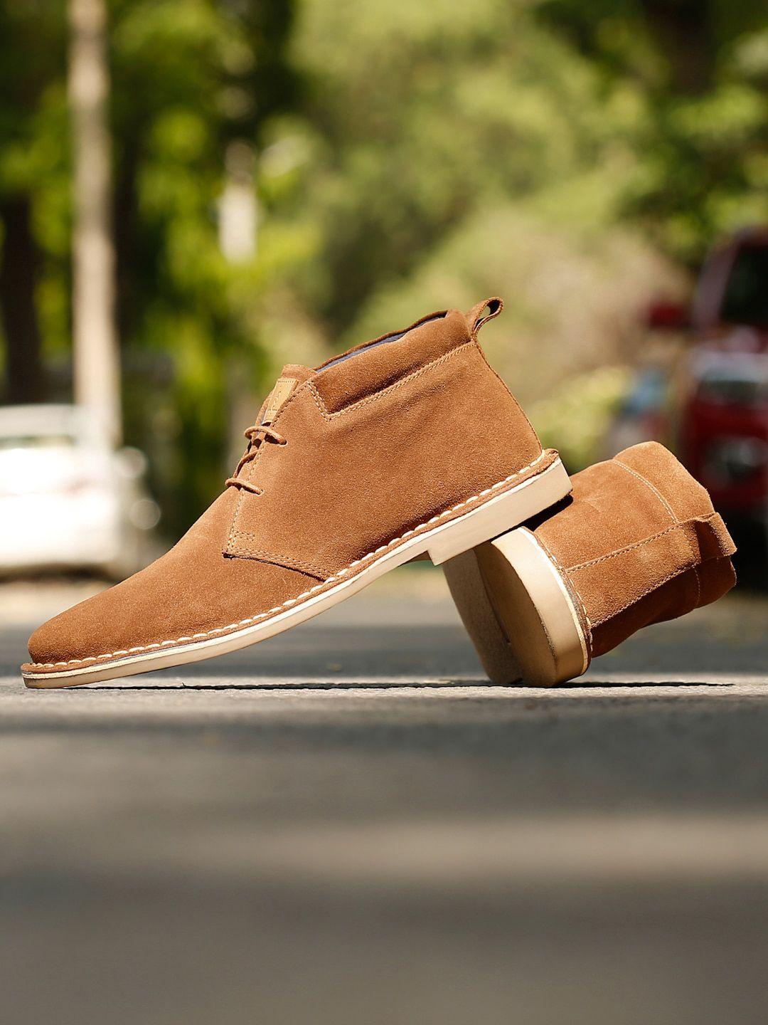 louis stitch men suede leather mid-top desert boots