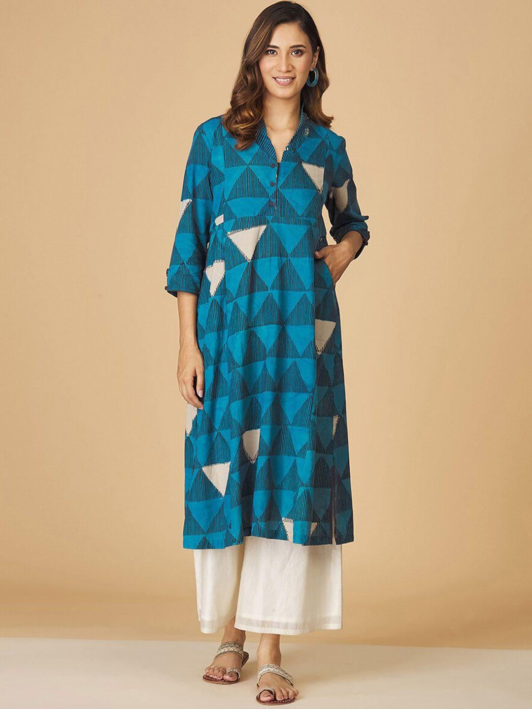 fabindia geometric printed cotton a-line kurta