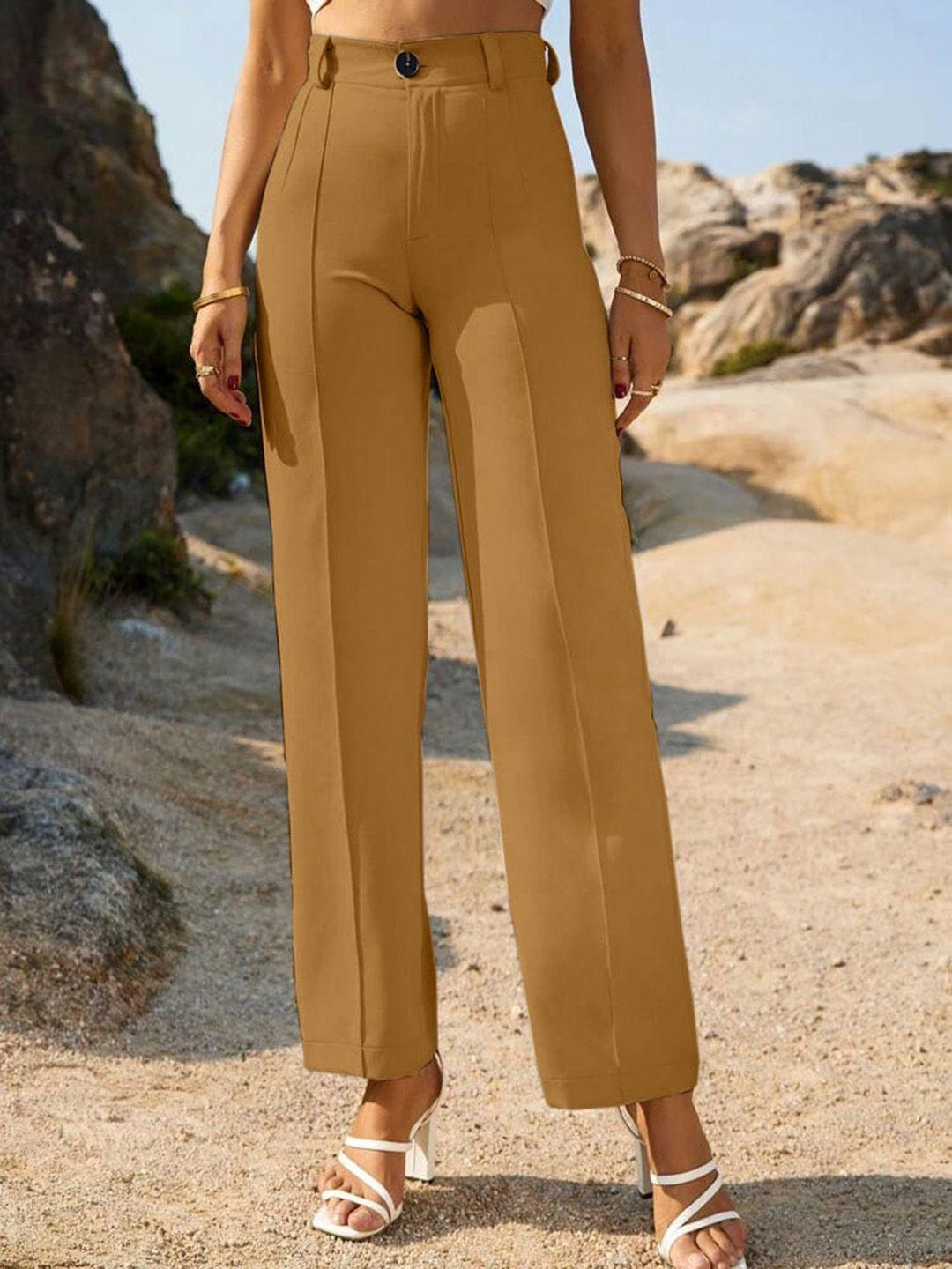 wuxi women relaxed straight leg high-rise trousers