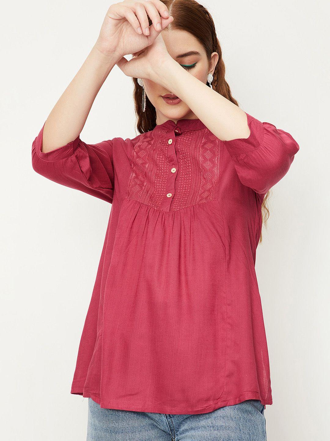 max ethnic motif embroidered pure cotton a-line kurti