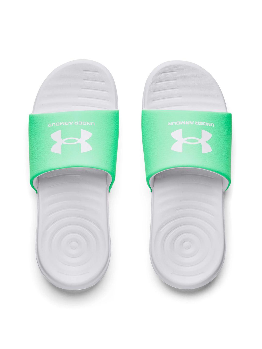 under armour women brand logo printed sliders