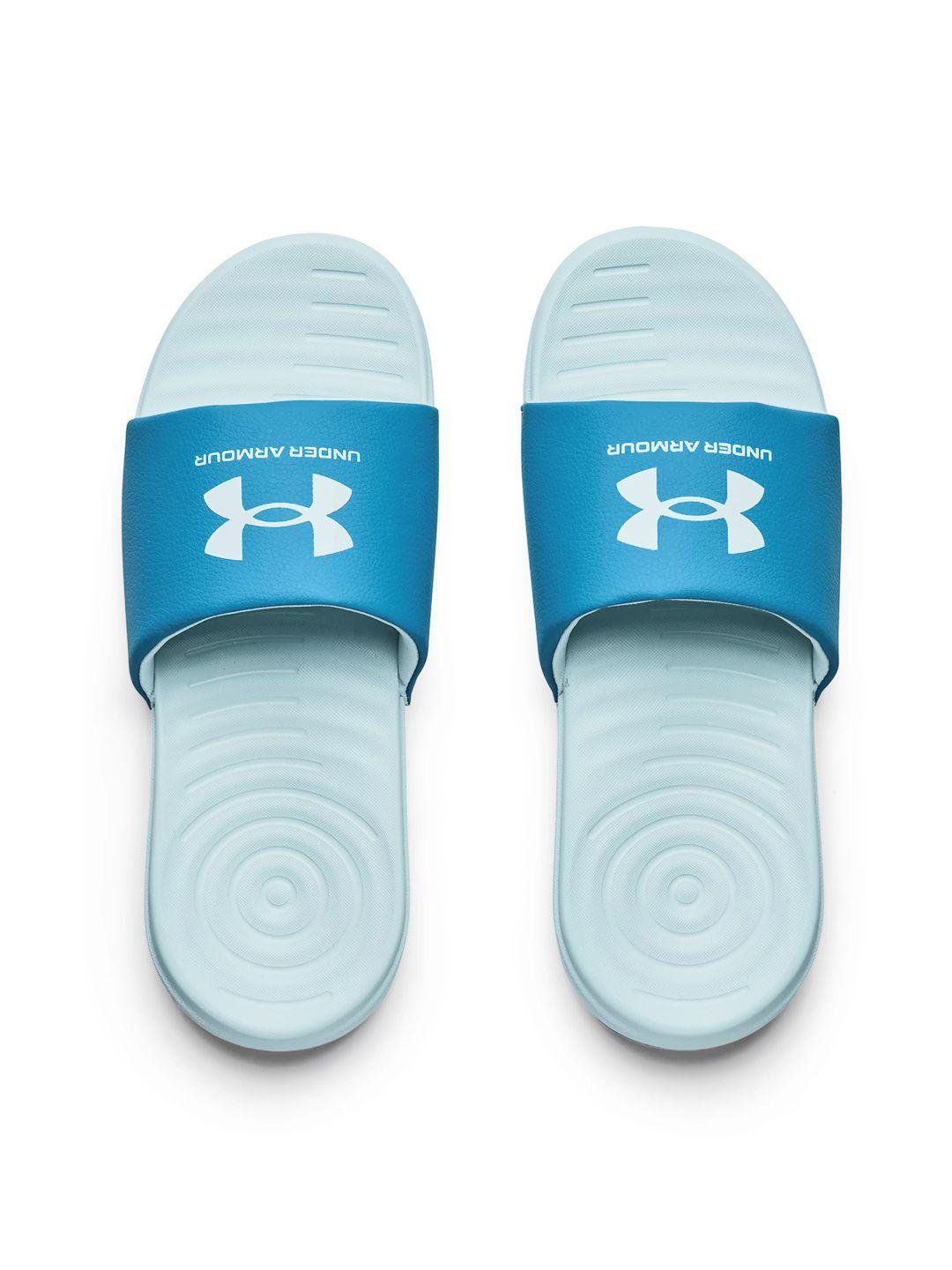 under armour women brand logo printed sliders