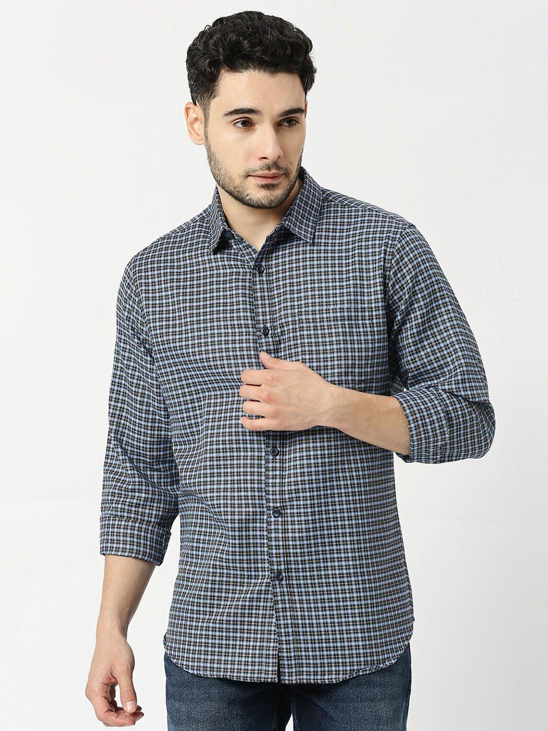 metronaut men checked slim fit opaque casual shirt