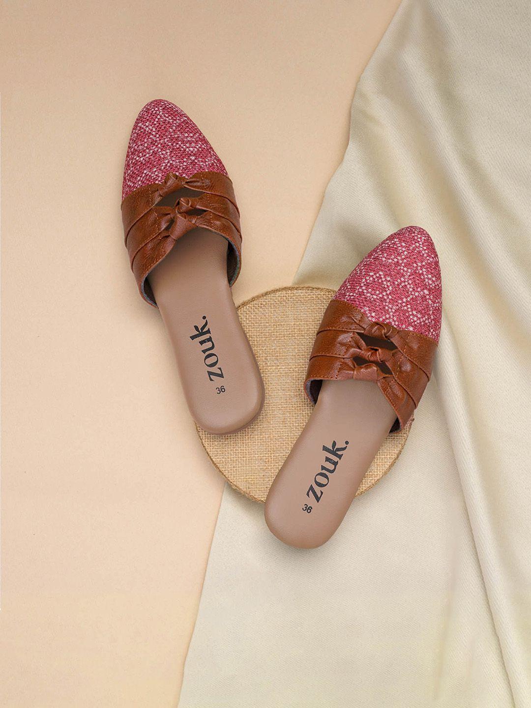 zouk women freesia knotted printed pointed toe mules