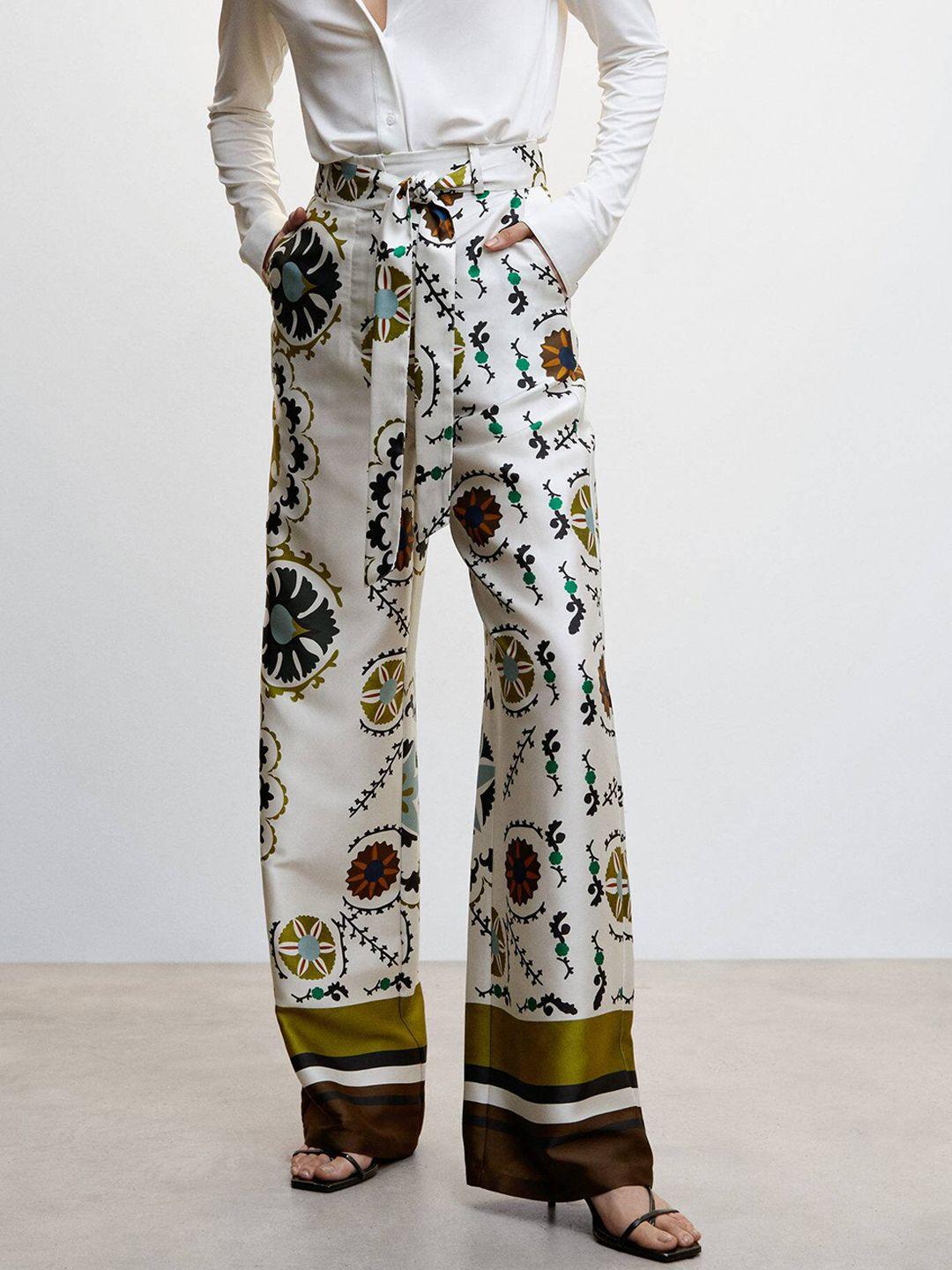 mango women satin printed trousers