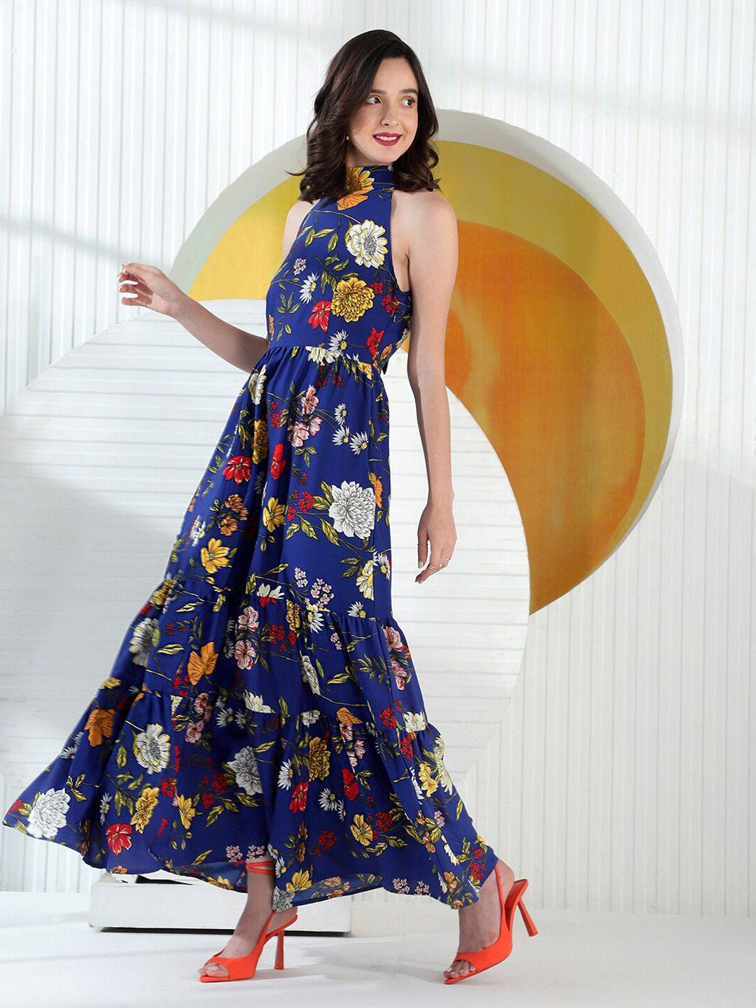 kassually floral print halter neck maxi dress