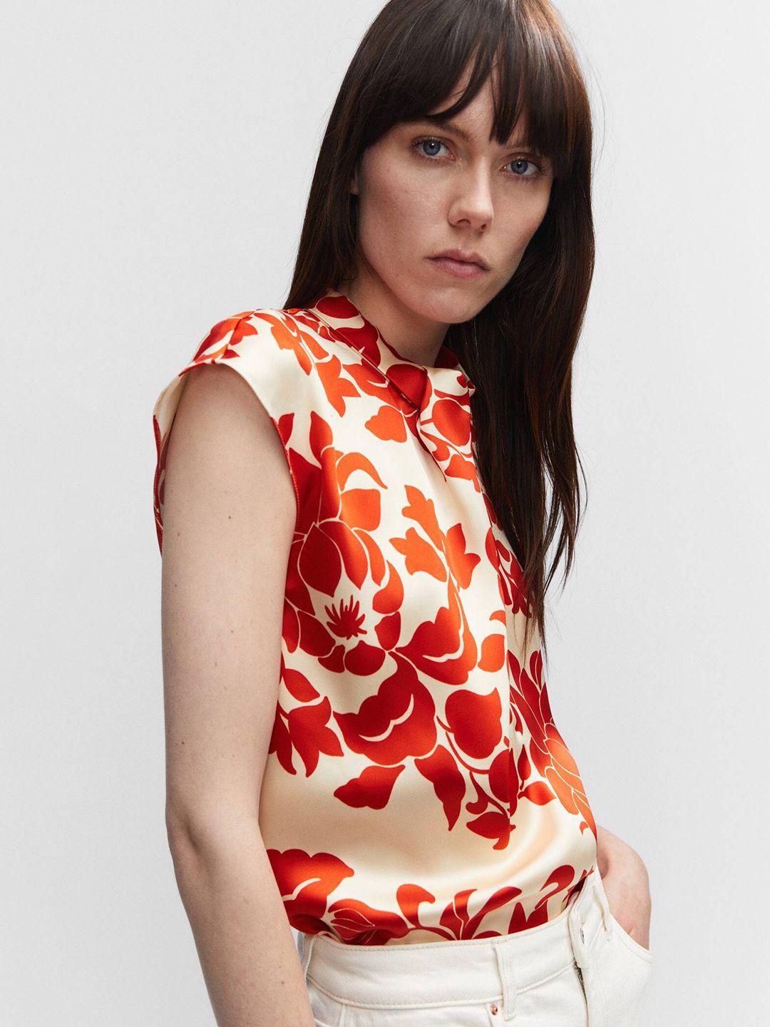 mango satin floral print top