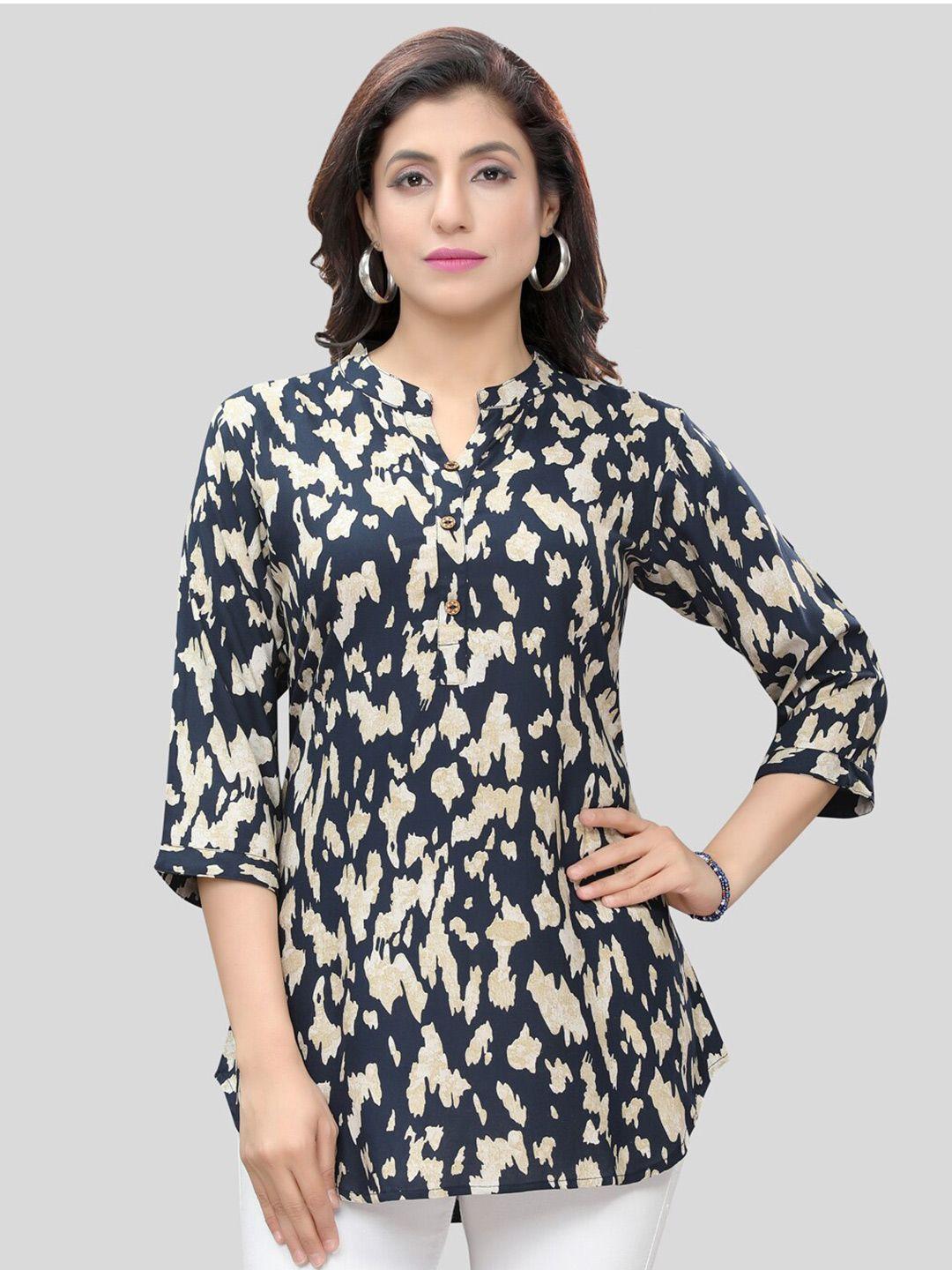 saree swarg navy blue quirky printed kurti