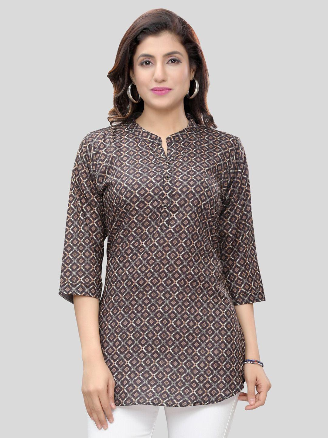 saree swarg black geometric printed kurti