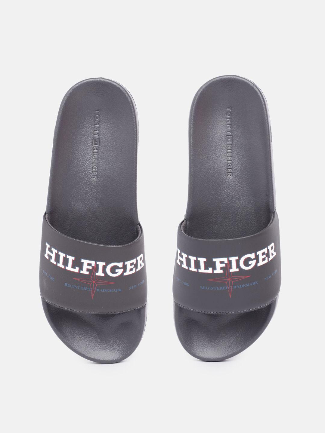 tommy hilfiger men brand logo print sliders