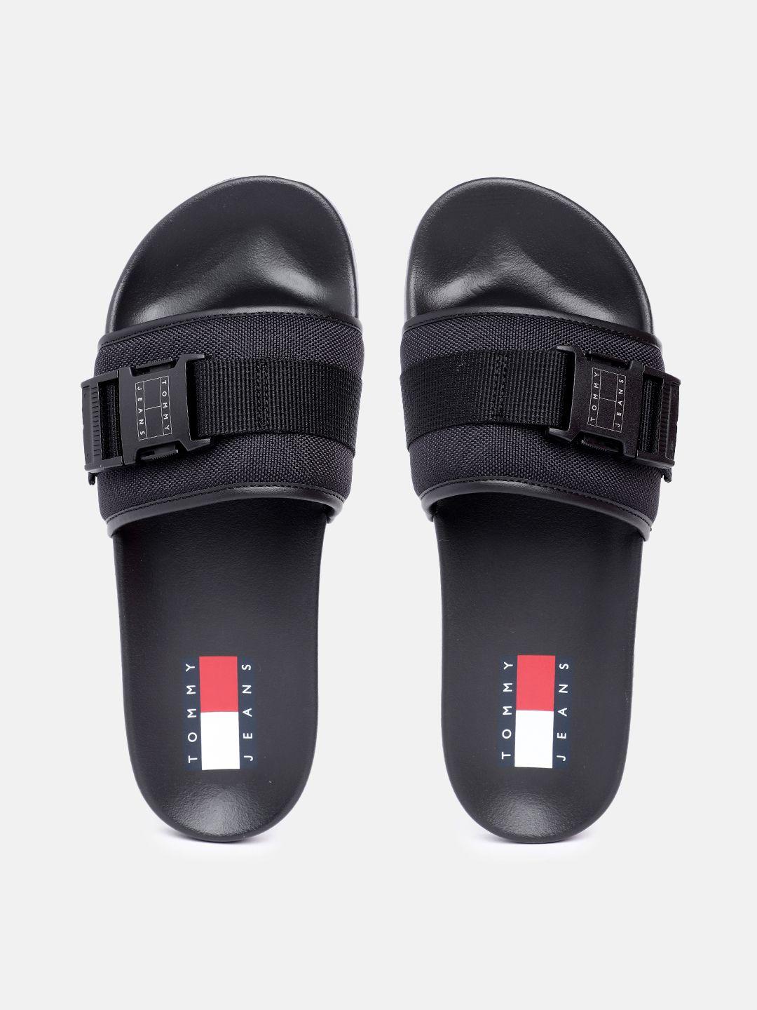 tommy hilfiger men colourblocked sliders with buckle detail