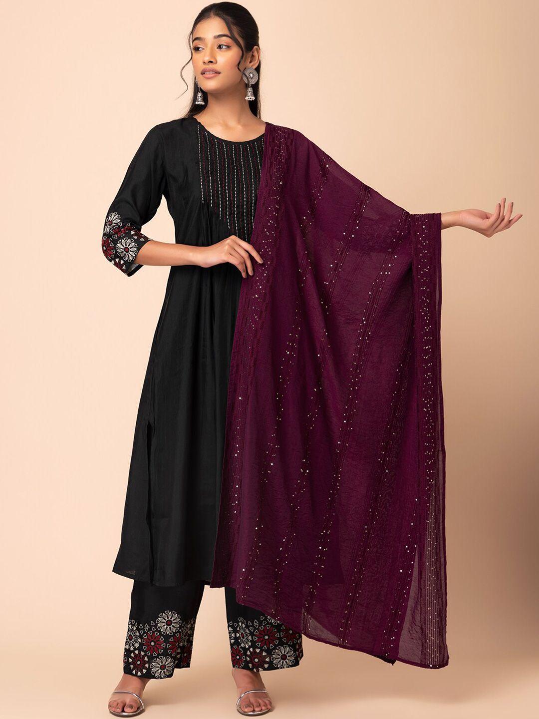 rang by indya striped sequinned embroidered dupatta