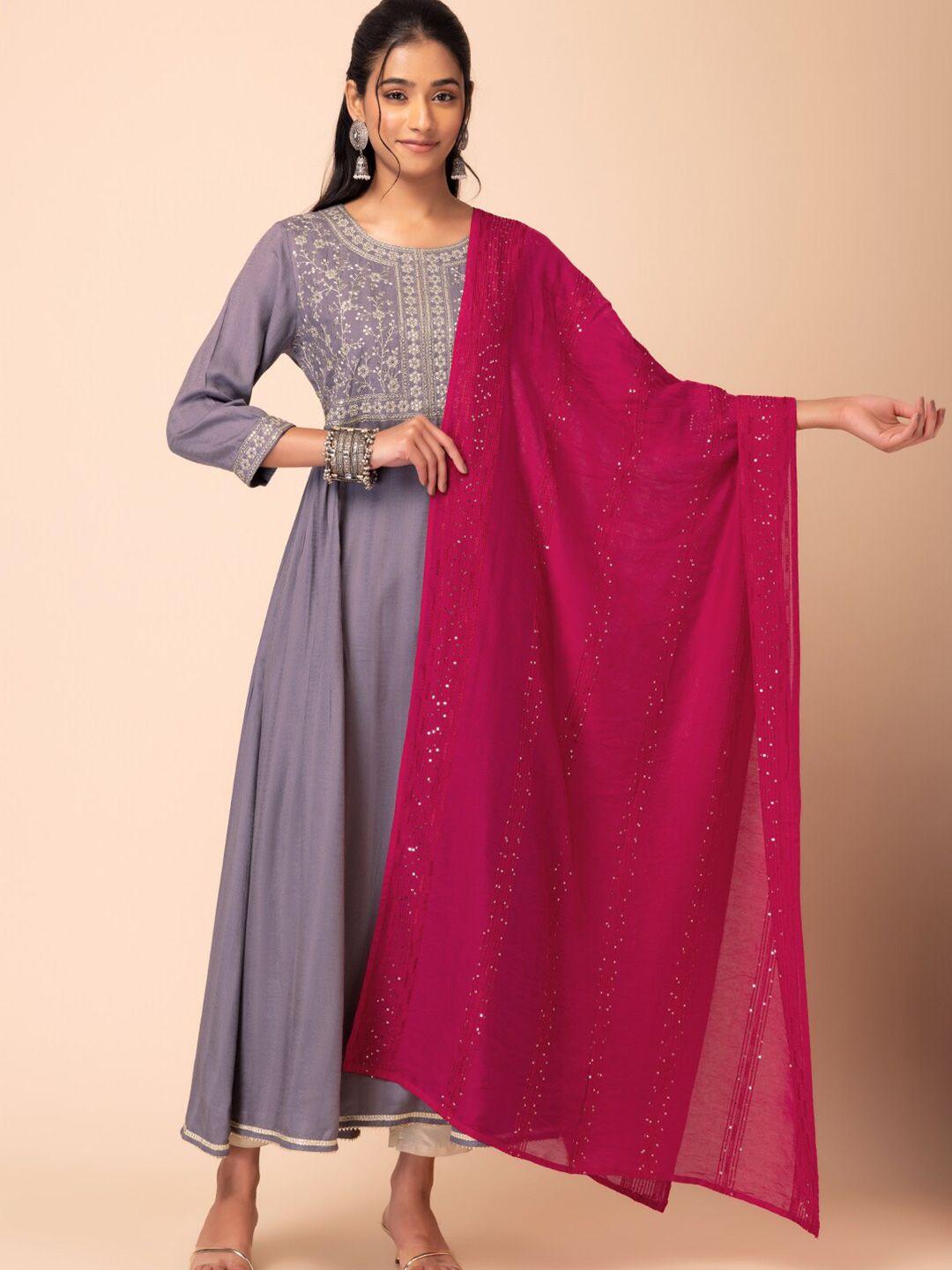 rang by indya striped sequinned embroidered dupatta