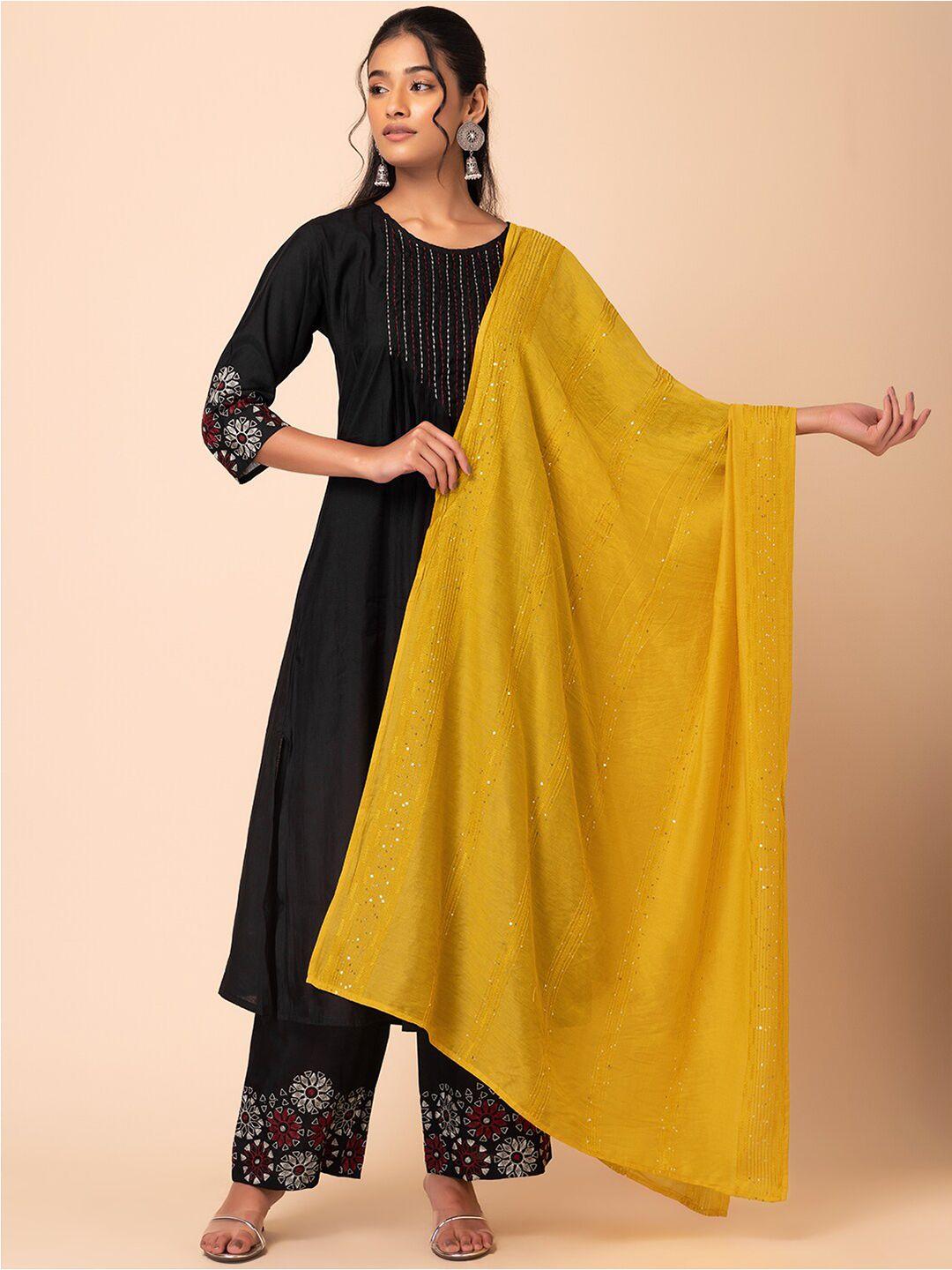 rang by indya striped sequinned embroidered dupatta