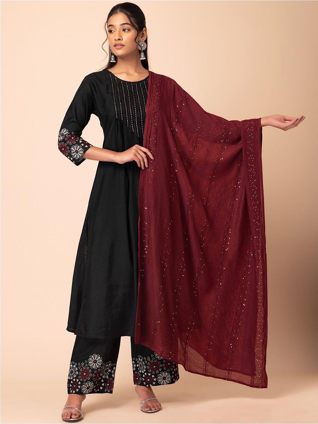 rang by indya striped sequinned embroidered dupatta