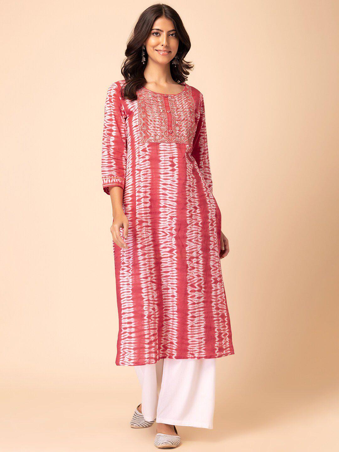 indya tie and dye printed pure-cotton a-line kurta