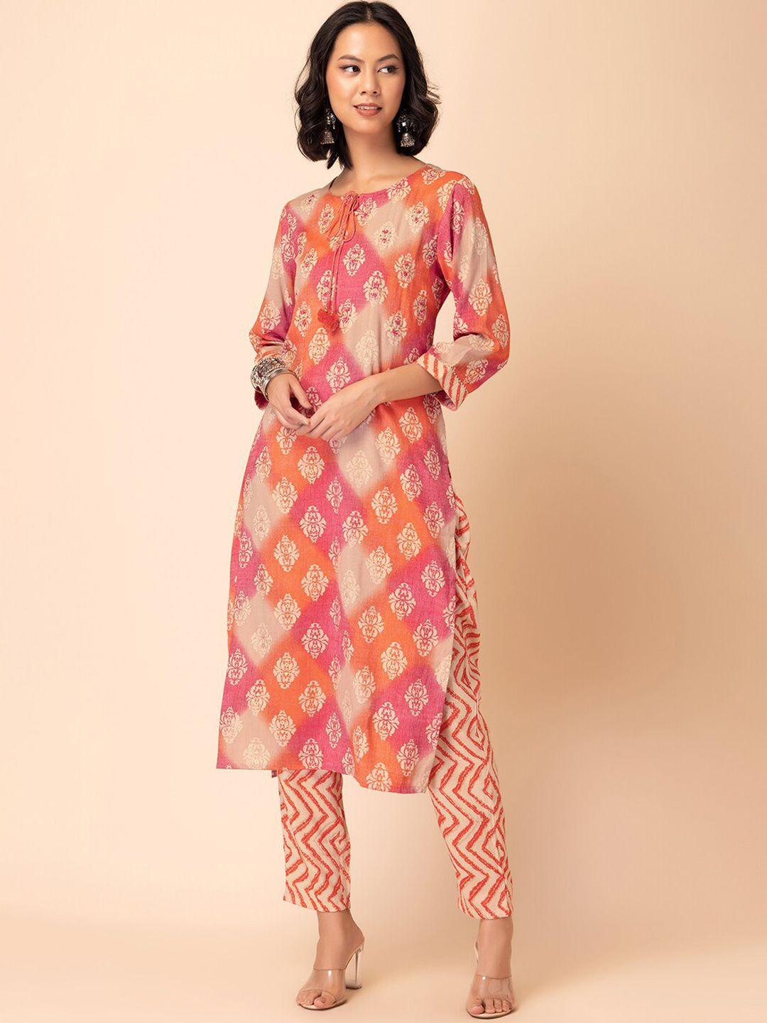 indya printed straight kurta with trouser