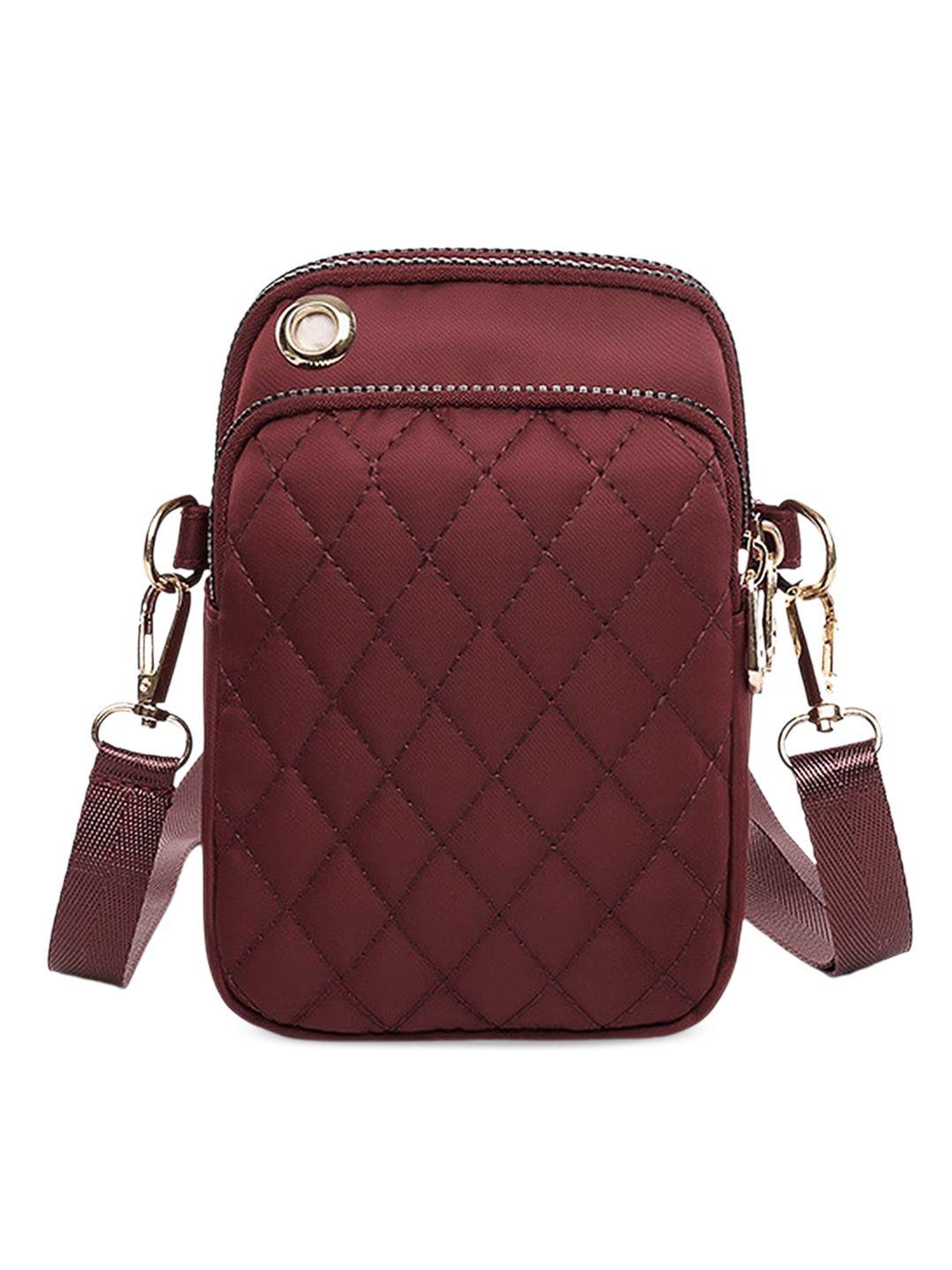 diva dale maroon textured bucket sling bag with quilted