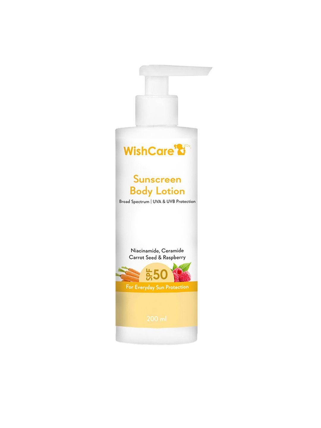 wishcare spf50 niacinamide sunscreen body lotion with no white cast - 200ml