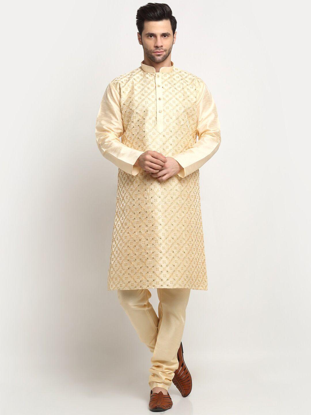 kraft india ethnic motifs embroidered mandarin collar straight kurta