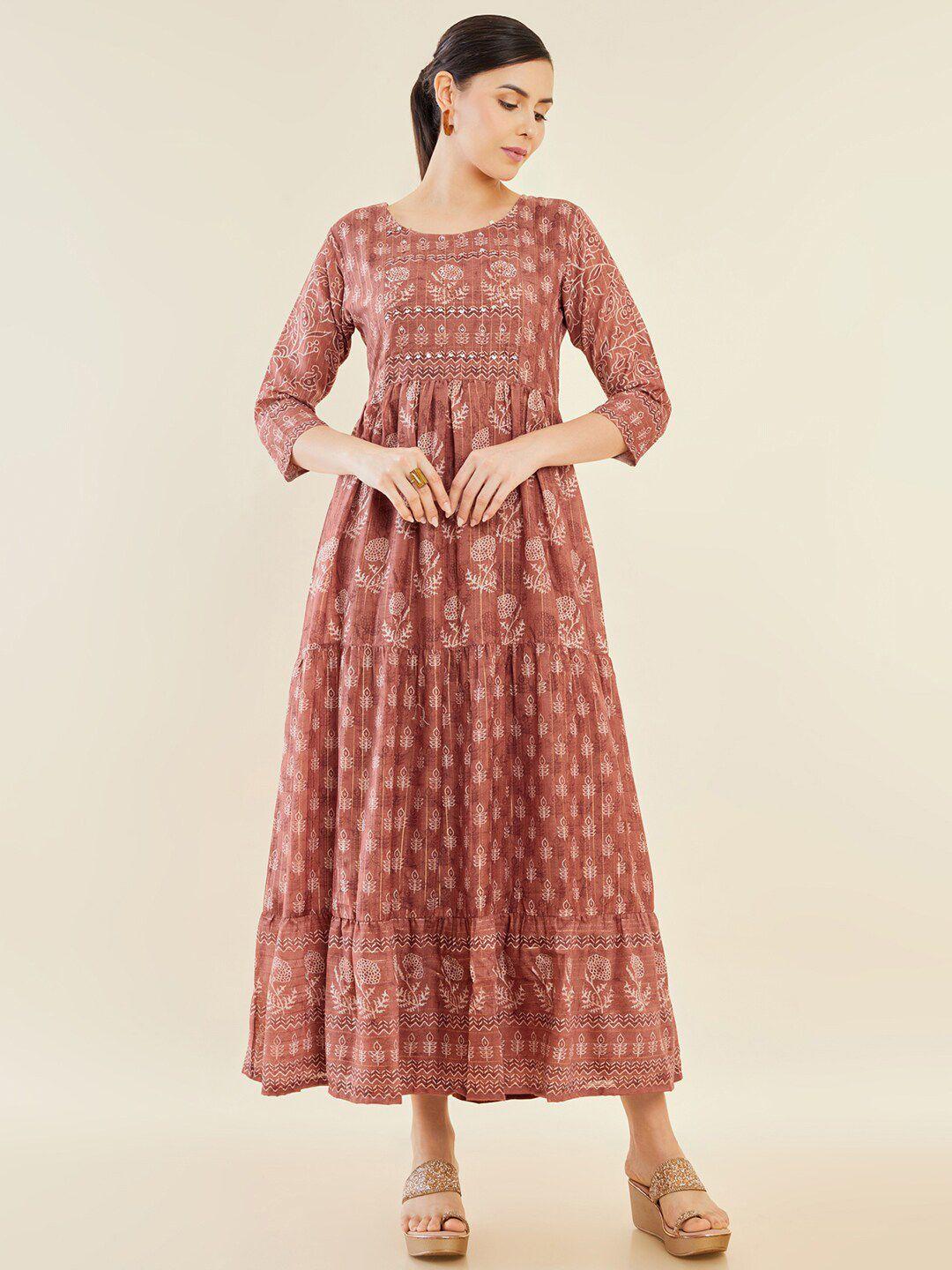 soch ethnic motifs print maxi midi dress