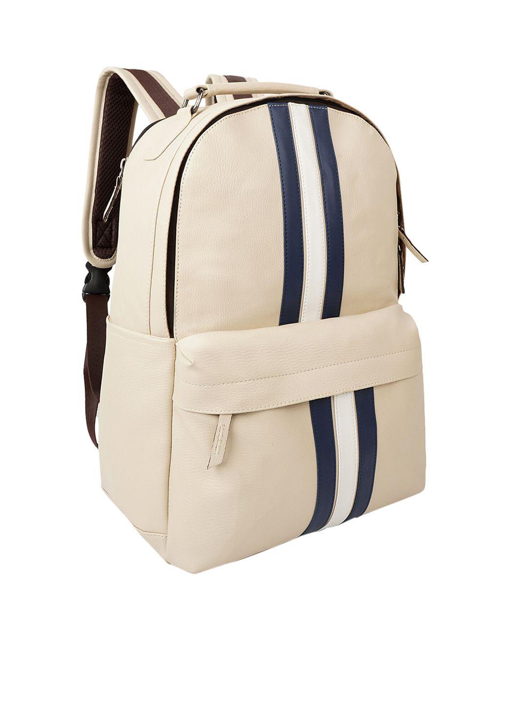 veneer unisex cream-coloured & brown striped backpack