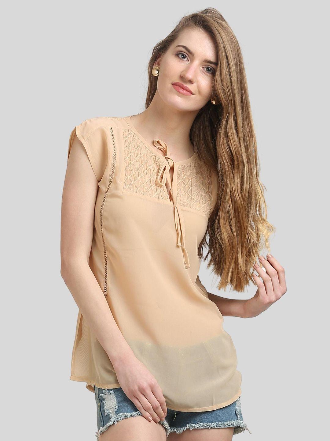 moda elementi tie-up neck georgette top