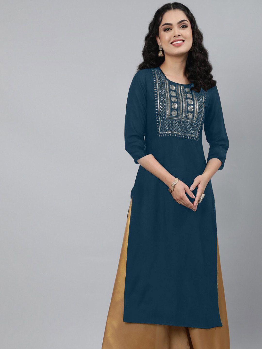 femvy yoke design sequinned kurta